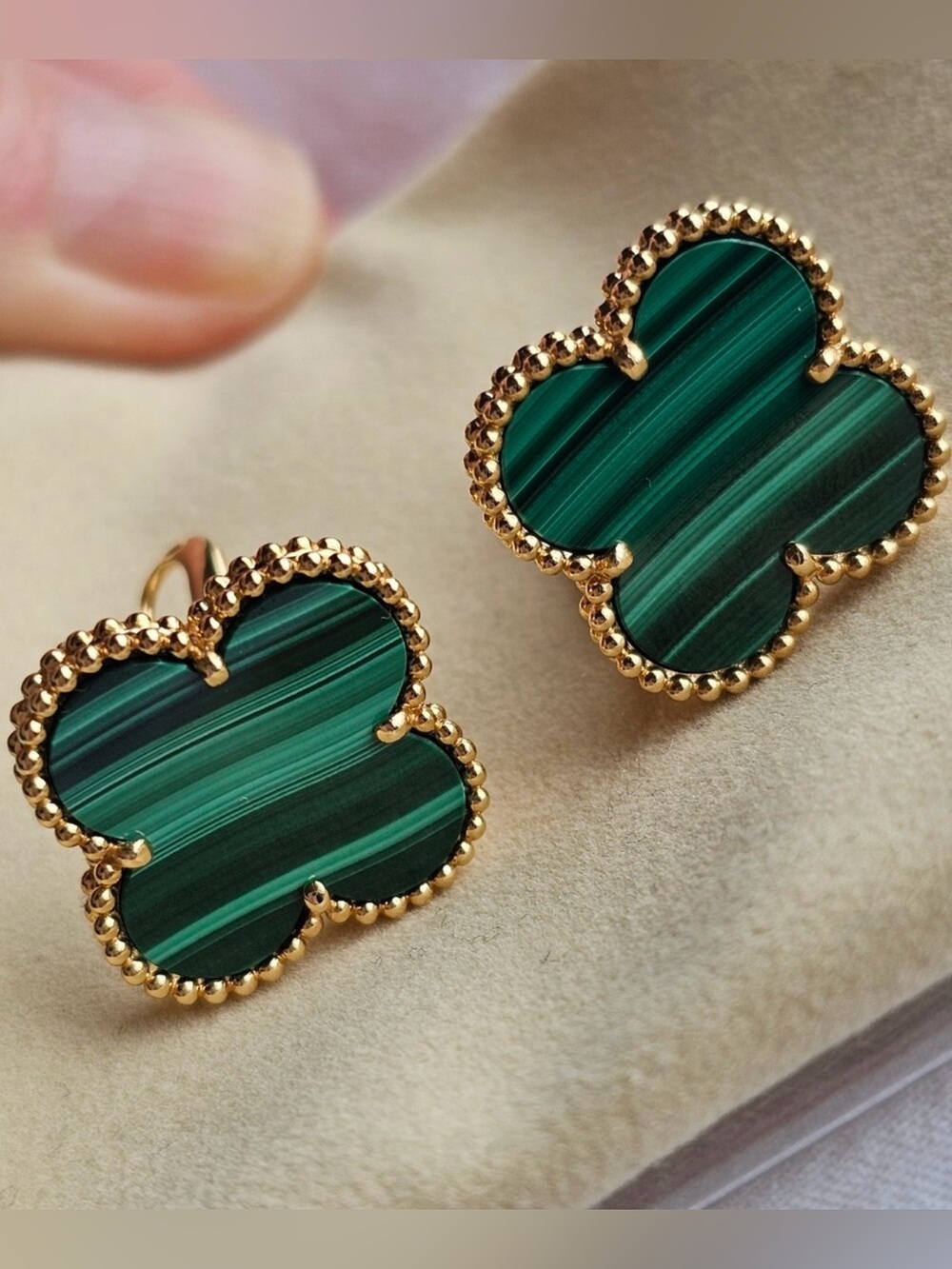 New! Gold and Green Clip-On Clover Earrings